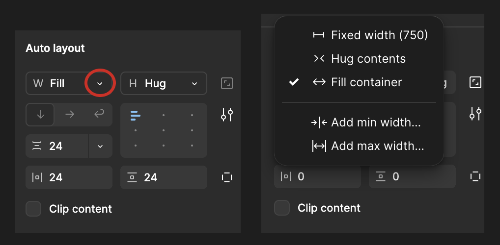 Resizing в Auto Layout: Fixed width, Hug Contents, Fill Container
