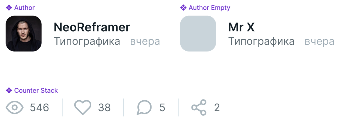 Появился компонент с пустой аватаркой Author Empty