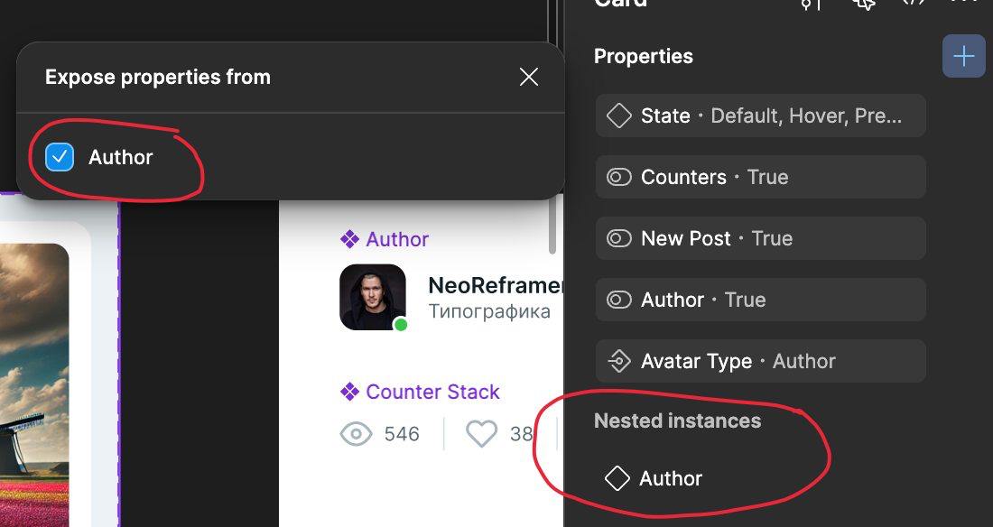 У нас появилось новое свойство Author, которое наследуется от свойства компонента Author