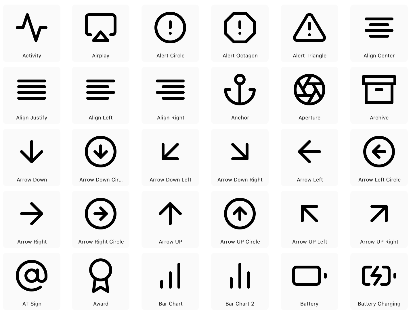 Пример дизайна контурных UI-иконок (Outline)