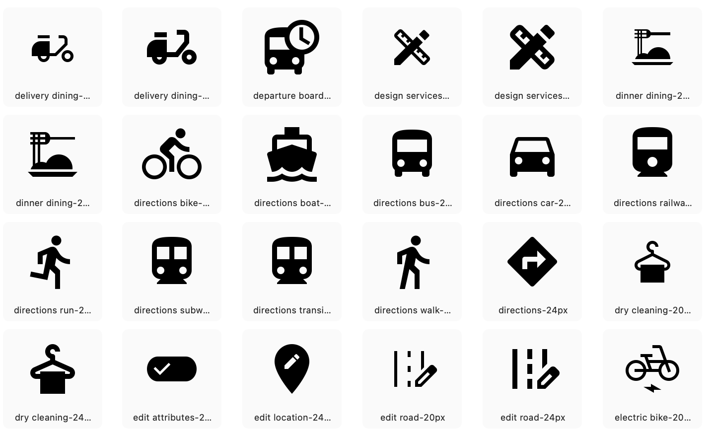 Пример дизайна заливных иконок (Fill)