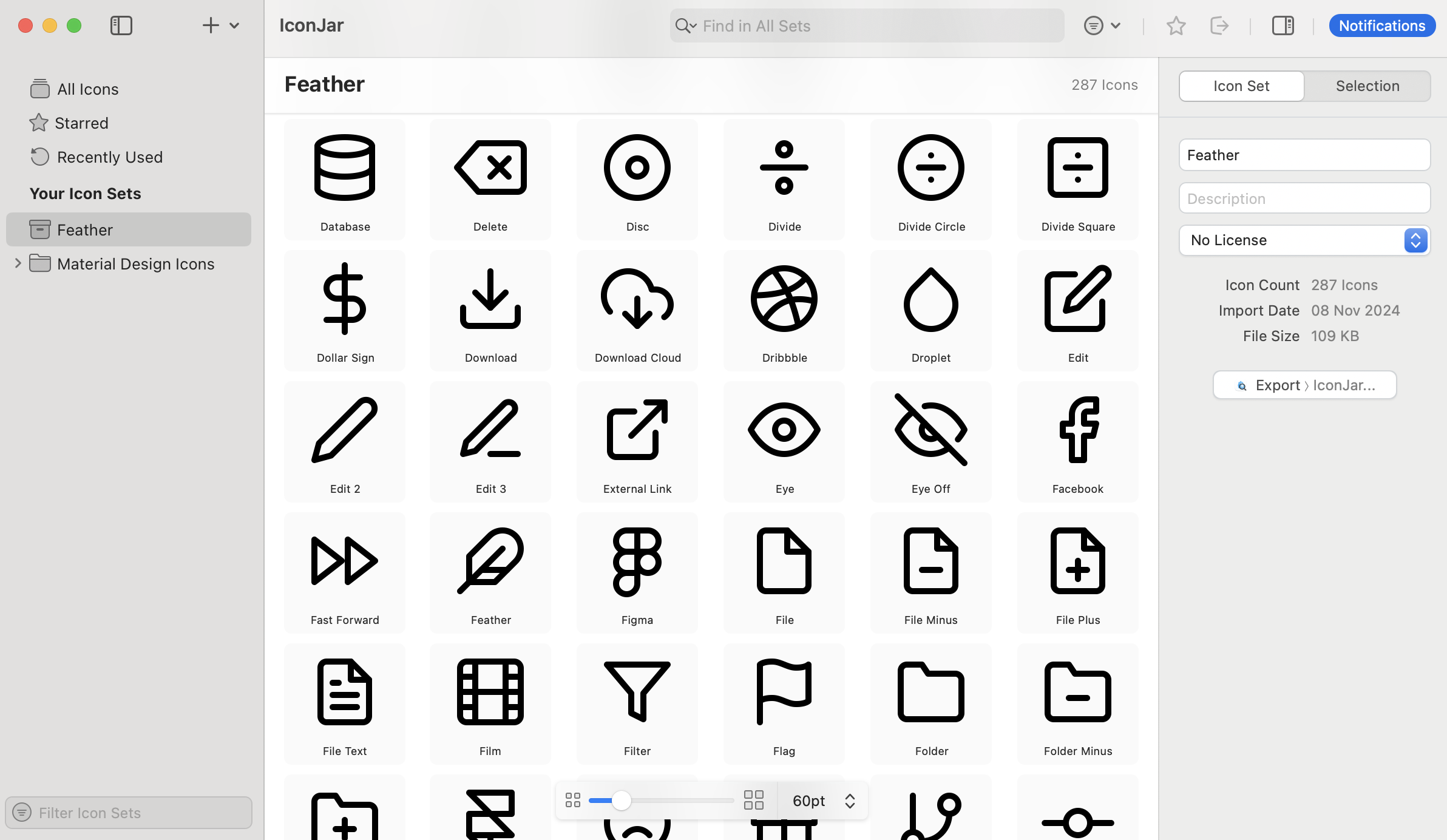 Органайзер иконок IconJar